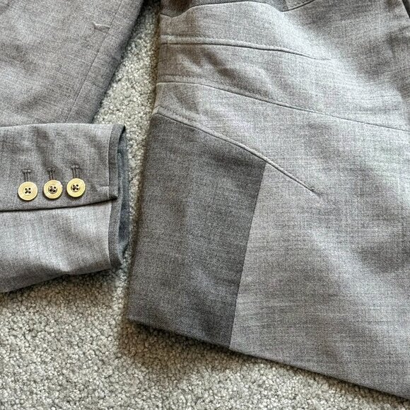 White House Black Market Gray Tone on Tone Colorblock Wool Blazer US8   - 1H2126 - Picture 4 of 12